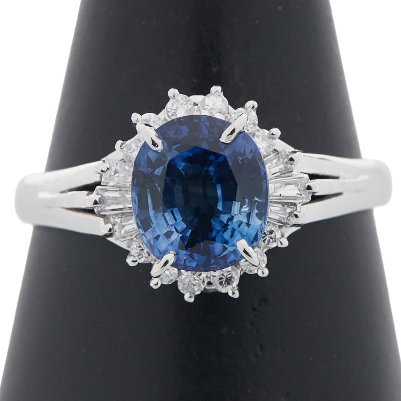 Pt900 プラチナ サファイア ダイヤモンド リング