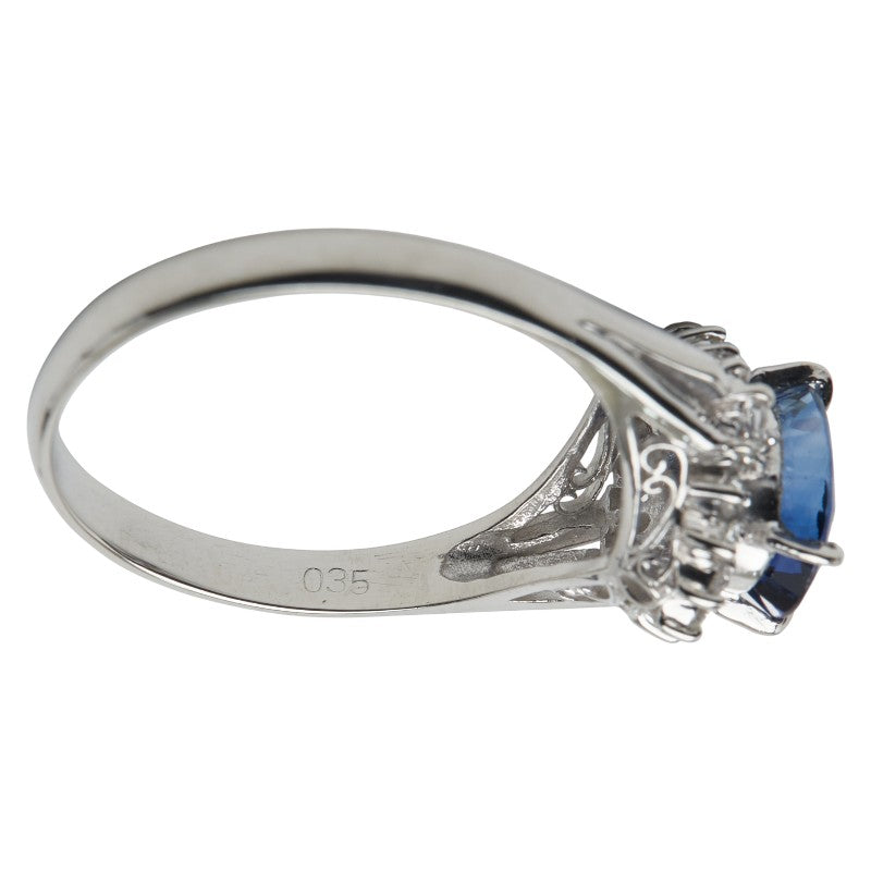 Pt900 プラチナ サファイア ダイヤモンド リング