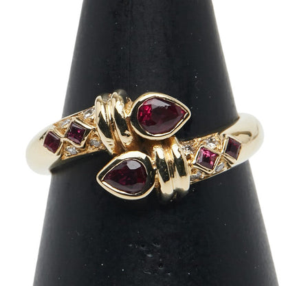 Au750 イエロー ゴールド ルビー ダイヤモンド リング