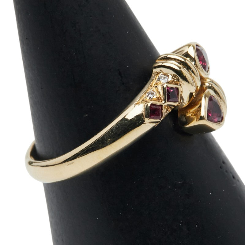 Au750 イエロー ゴールド ルビー ダイヤモンド リング