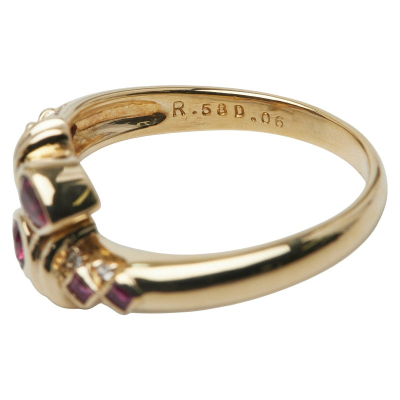 Au750 イエロー ゴールド ルビー ダイヤモンド リング