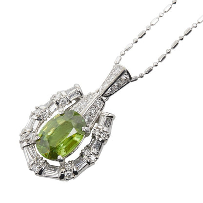 Pt900 Pt850 プラチナ スフェーン2.57ct ダイヤ0.56ct ペンダントネックレス