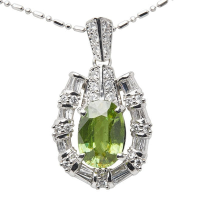 Pt900 Pt850 プラチナ スフェーン2.57ct ダイヤ0.56ct ペンダントネックレス