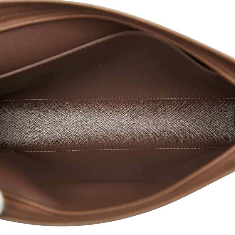 バーバリー チェック キャンバス レザー クラッチバッグ