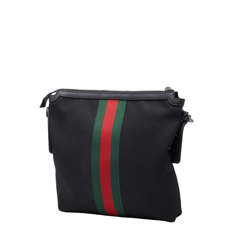 グッチ シェリーライン ナイロン レザー ショルダーバッグ