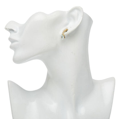 K18イエローゴールドアコヤパールアクアマリンピアス