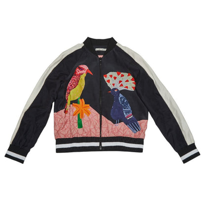 アリスオリビア 鳥 ビジュー シルクブルゾン