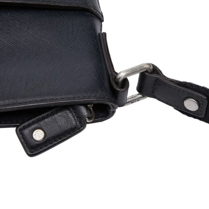 エムシーエム ロゴ金具 レザー ショルダーバッグ