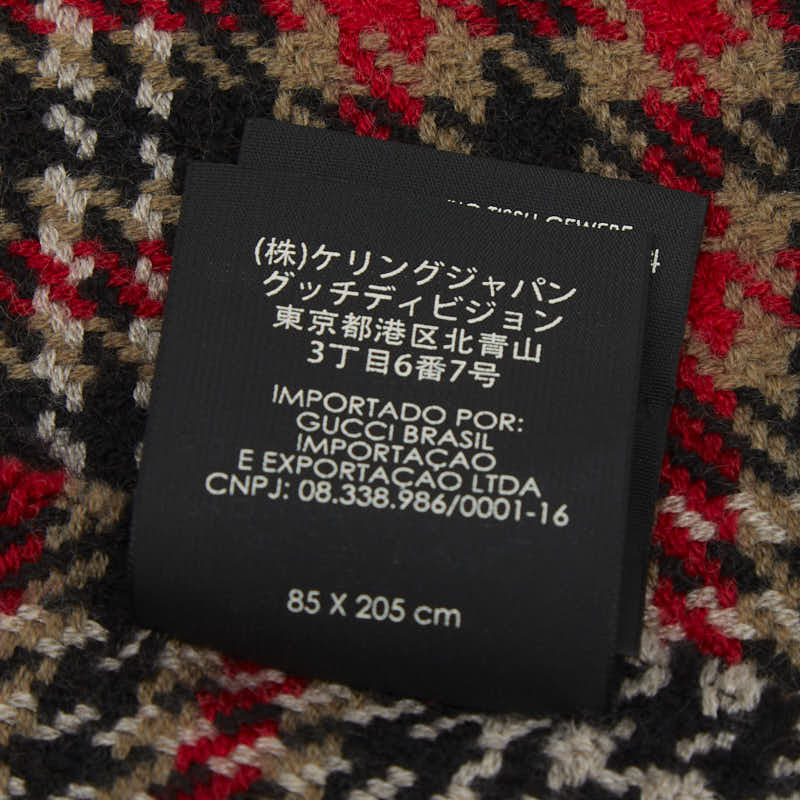 グッチ 千鳥格子カシミヤマフラー