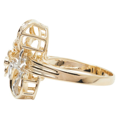 Au750 Pt900 ダイヤモンド フラワーリング