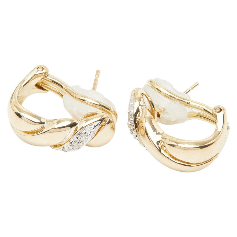 Au750イエローゴールドホワイトゴールドダイヤピアス