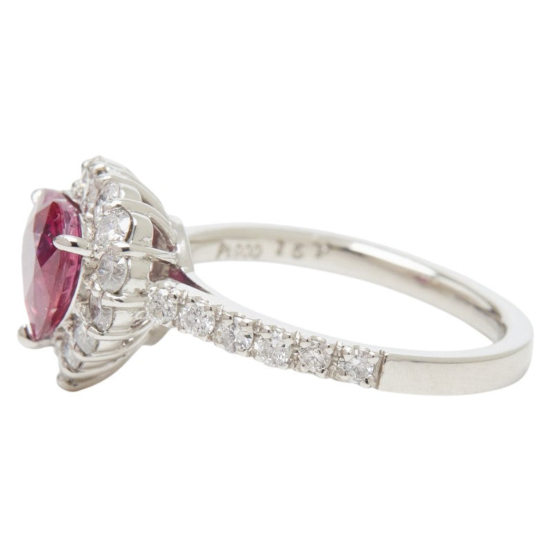 Pt900プラチナルビー ダイヤモンド ハートリング
