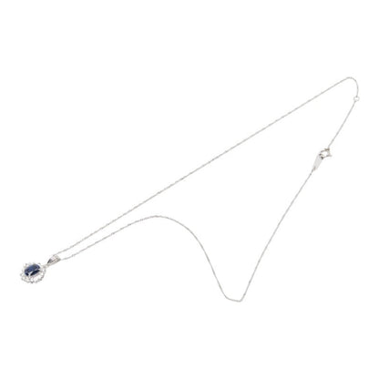 プラチナ Pt900 Pt850 サファイア1.00ct ダイヤ0.30ct フラワーモチーフ ペンダントネックレス