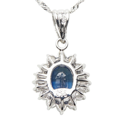 プラチナ Pt900 Pt850 サファイア1.00ct ダイヤ0.30ct フラワーモチーフ ペンダントネックレス