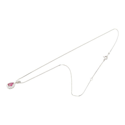 プラチナ ルビー0.71ct ダイヤ0.30ct しずく型ペンダントネックレス
