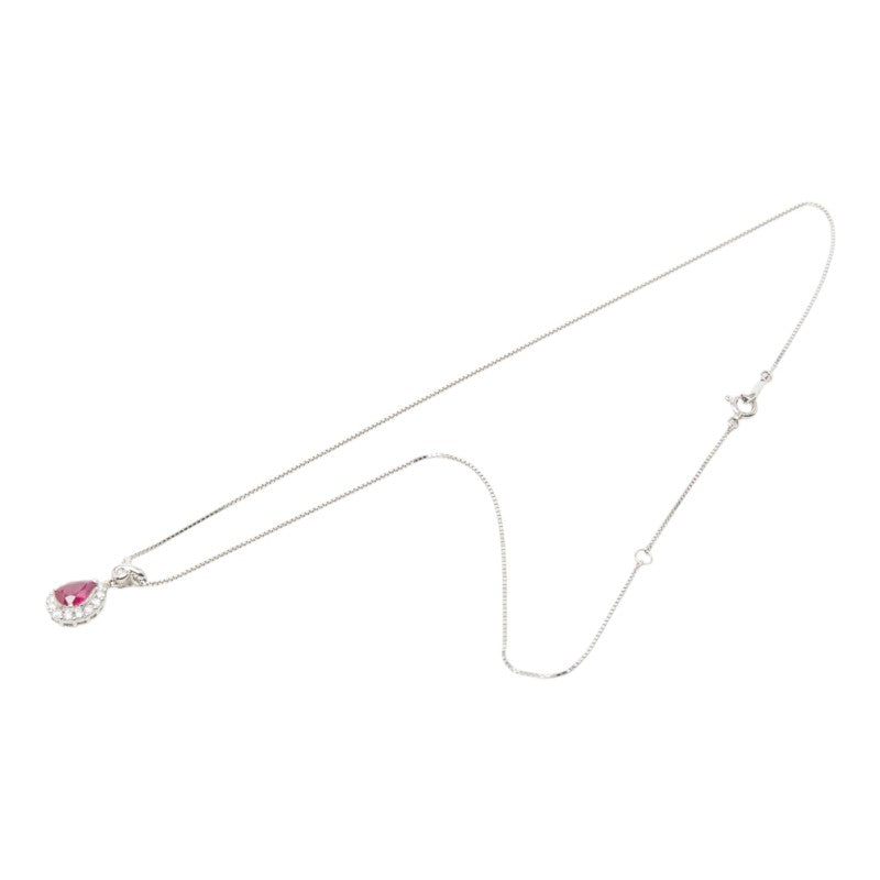 プラチナ ルビー0.71ct ダイヤ0.30ct しずく型ペンダントネックレス