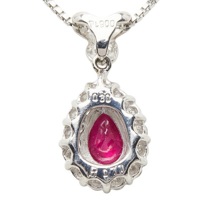 プラチナ ルビー0.71ct ダイヤ0.30ct しずく型ペンダントネックレス