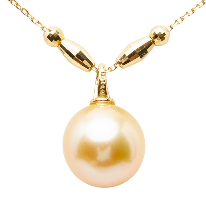 K18イエローゴールド パール ダイヤモンド ペンダントネックレス
