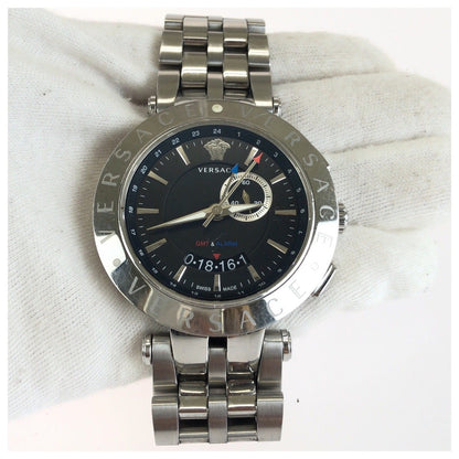 ヴェルサーチェ V-RACE GMT ALARM ステンレススチール 腕時計