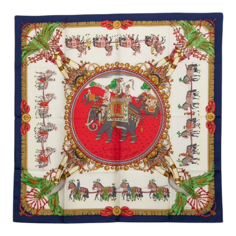 エルメス カレ90 Caracons De La France Et De L'Inde シルクスカーフ