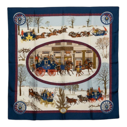 エルメス カレ90 L'Hiver en Poste シルクスカーフ