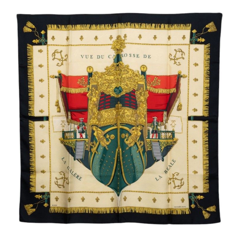 エルメス カレ90 VUE DU CAROSSE DE LA GALERE LA REALE シルクスカーフ