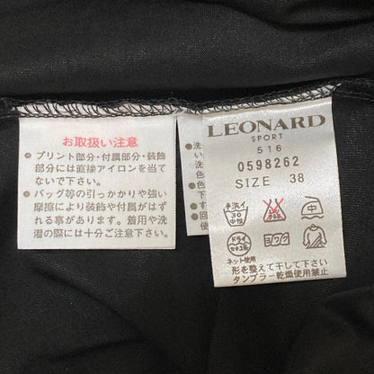 レオナールスポーツ フラワー刺繍ロゴプリントコットンTシャツ