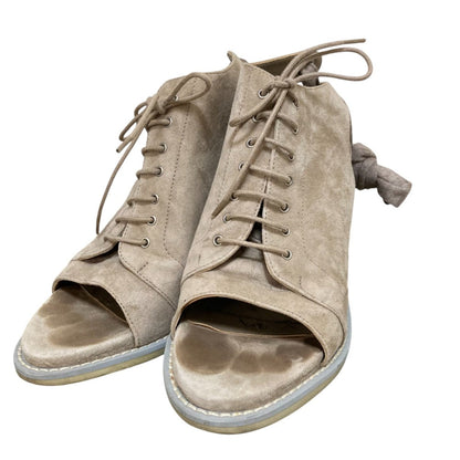 Brunello Cucinelli スエードレースアップヒールサンダル