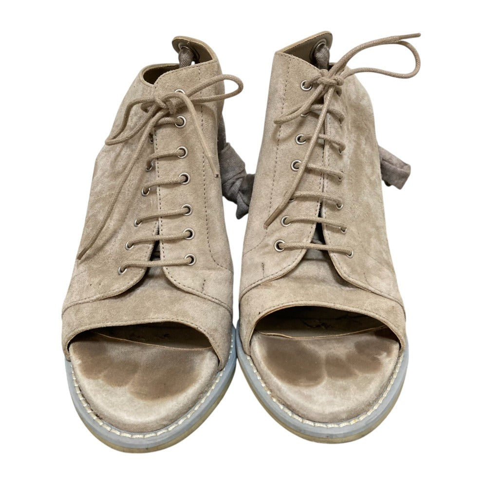 Brunello Cucinelli スエードレースアップヒールサンダル