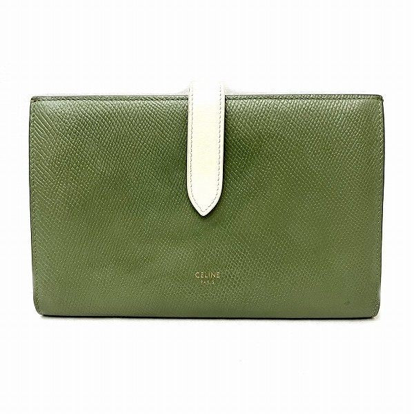 セリーヌ ラージストラップウォレット グレインドカーフスキン 二つ折り長財布