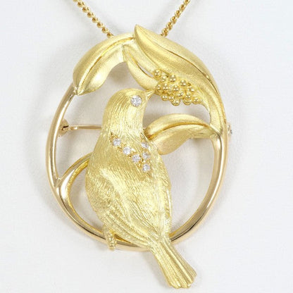 Au750 Yellow Gold Diamond 2way Necklace Brooch