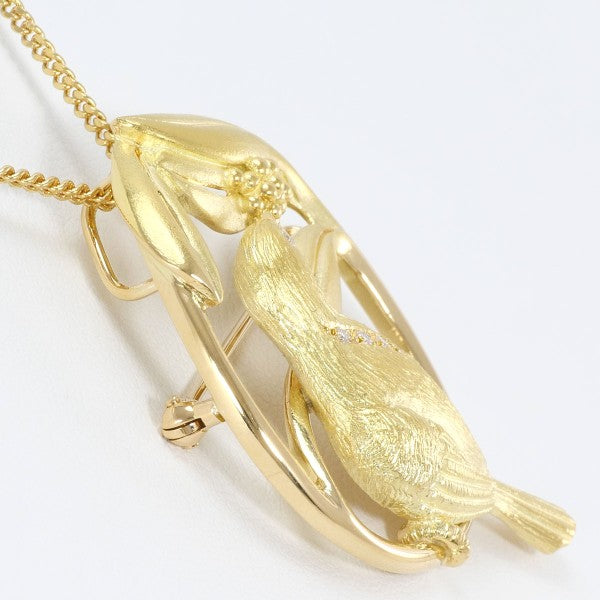 Au750 Yellow Gold Diamond 2way Necklace Brooch