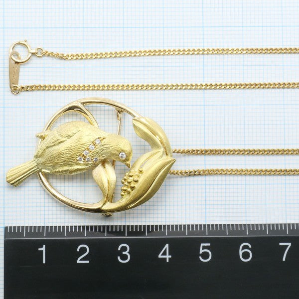 Au750 Yellow Gold Diamond 2way Necklace Brooch