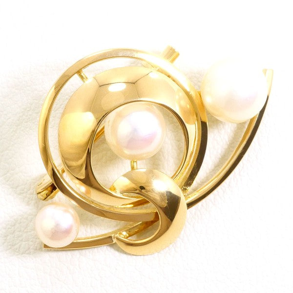Au750 イエロー ゴールド アコヤ パール ブローチ