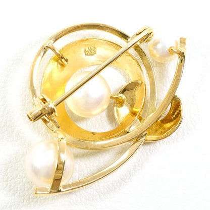 Au750 イエロー ゴールド アコヤ パール ブローチ
