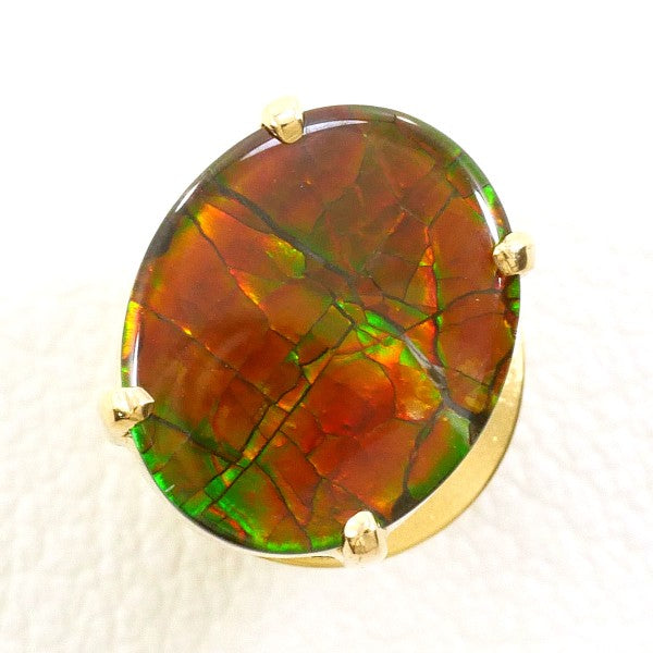 14K イエロー ゴールド 合金 アンモライト ブローチ