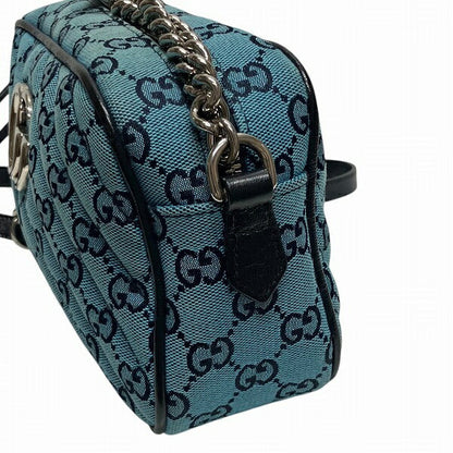 グッチ GGマーモント キャンバス レザー ショルダーバッグ