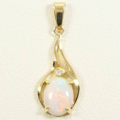 K14 イエロー ゴールド オパール ダイヤモンド ペンダント