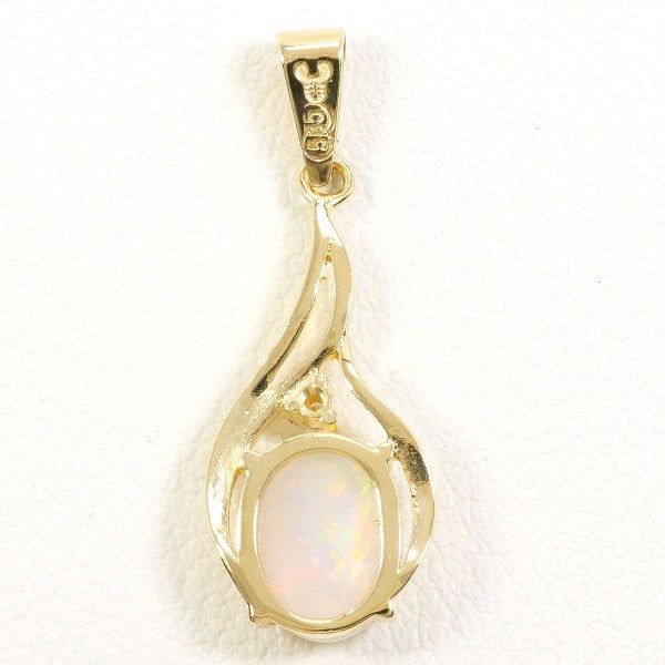 K14 イエロー ゴールド オパール ダイヤモンド ペンダント