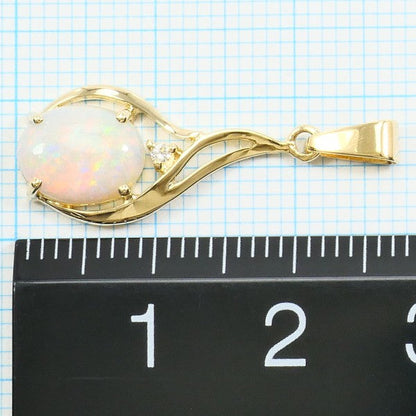K14 イエロー ゴールド オパール ダイヤモンド ペンダント