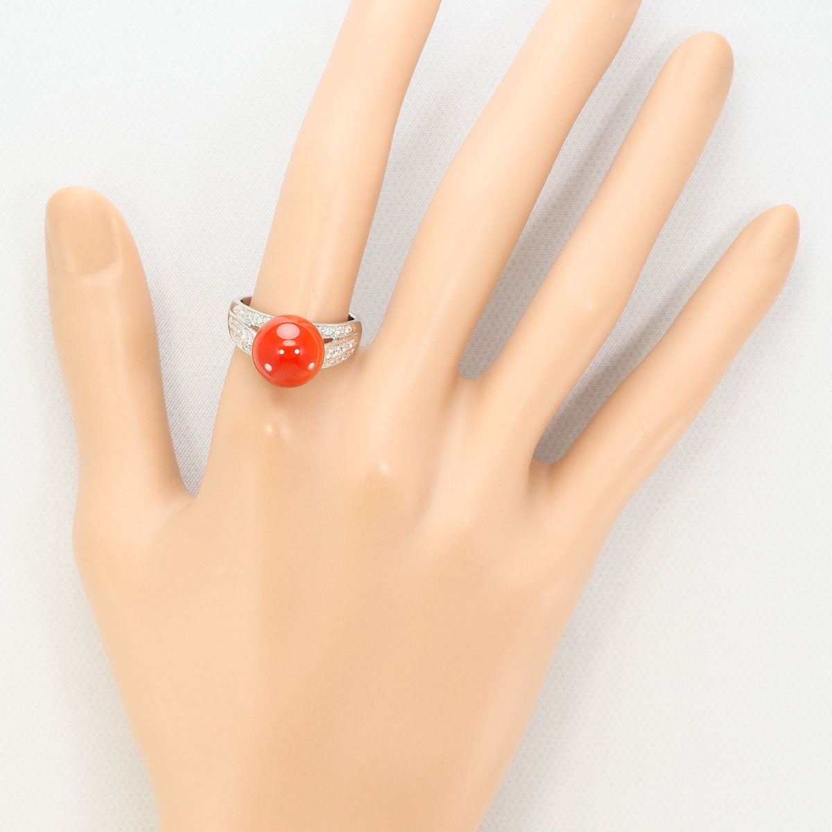 プラチナ サンゴ ダイヤモンド リング