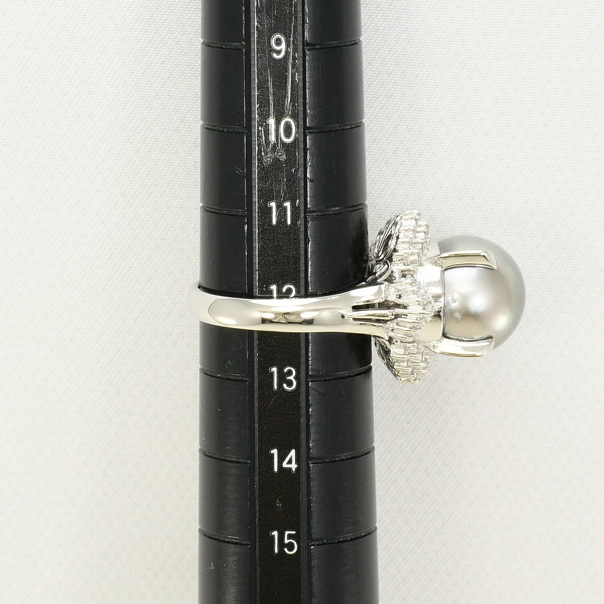 プラチナ 黒蝶真珠 ダイヤモンド リング