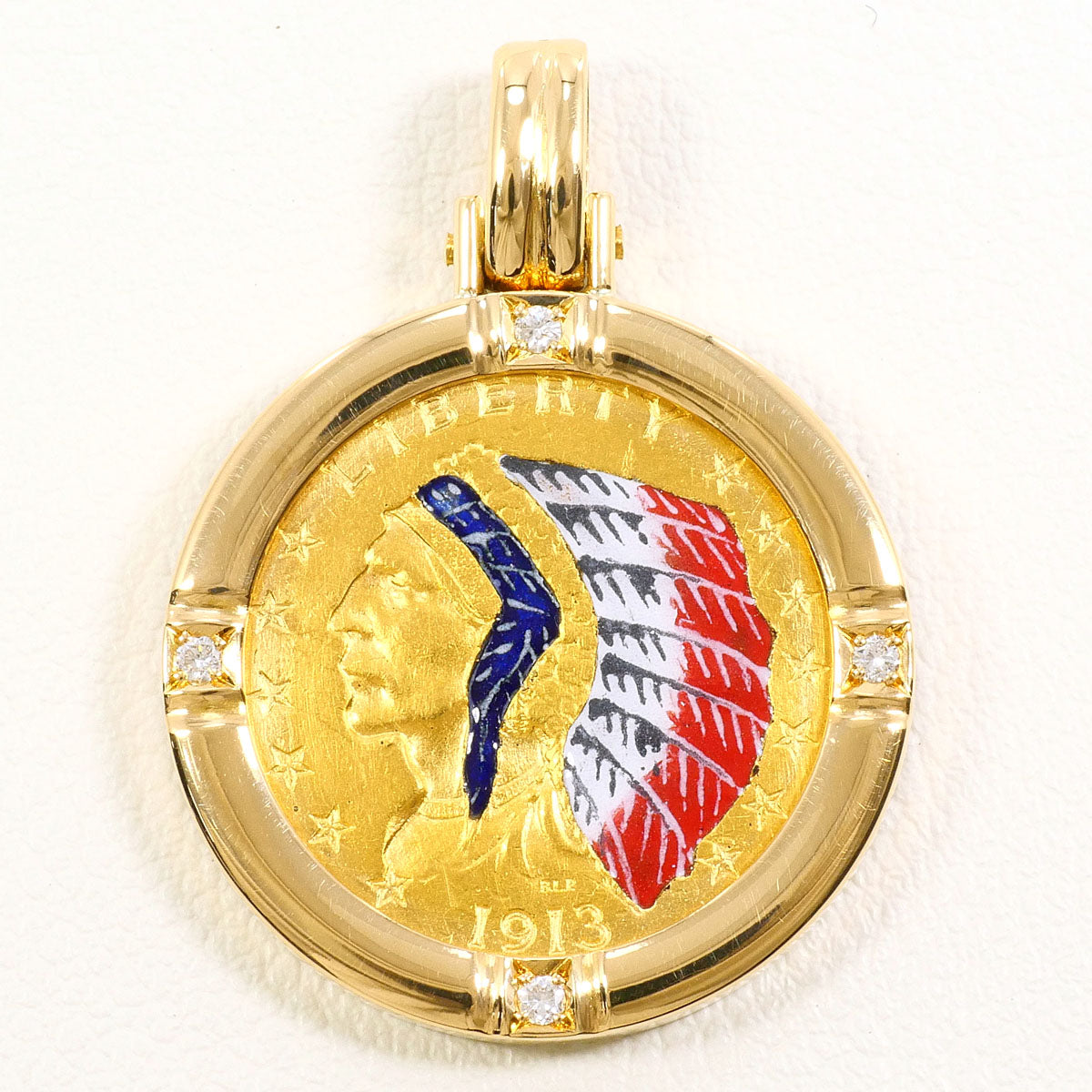 Au900 コイン Au750 ペンダント トップ ダイヤモンド