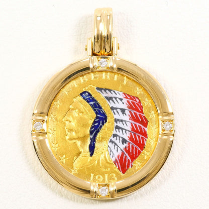 Au900 コイン Au750 ペンダント トップ ダイヤモンド