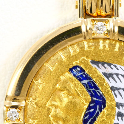 Au900 コイン Au750 ペンダント トップ ダイヤモンド