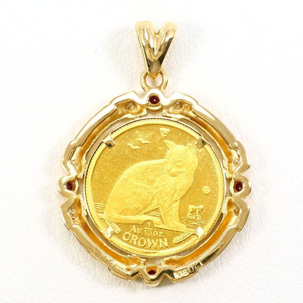K24 K18YG キャット コイン ペンダント