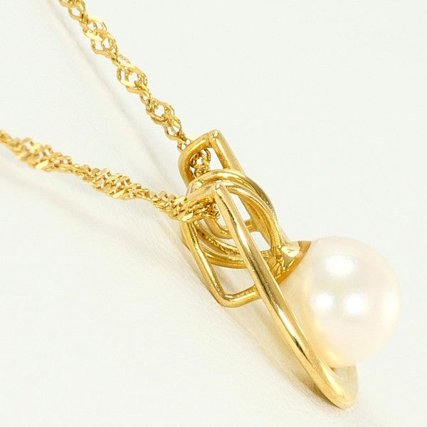 Au750イエローゴールド パール ダイヤモンド ネックレス