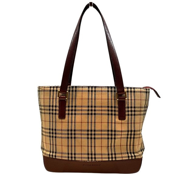 バーバリー チェック キャンバス レザー トートバッグ