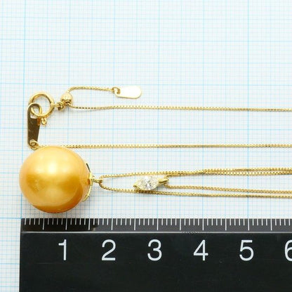 Au750イエローゴールドパールダイヤモンドネックレス