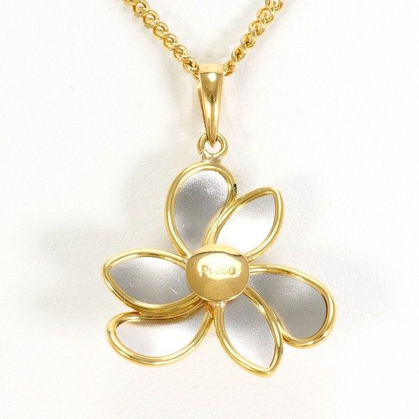 PT850プラチナ Au750イエローゴールド アコヤ真珠 ネックレス